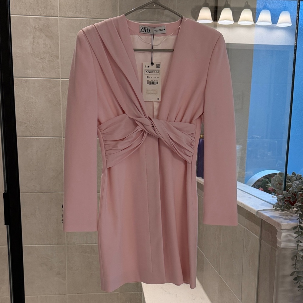 Zara Soft Pink Long Sleeve Dress